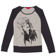 Womens Long Sleeve coton impression T-shirt images