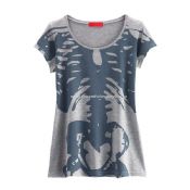Γυναικείο βαμβακερό κοντομάνικο εκτύπωση T-shirt images