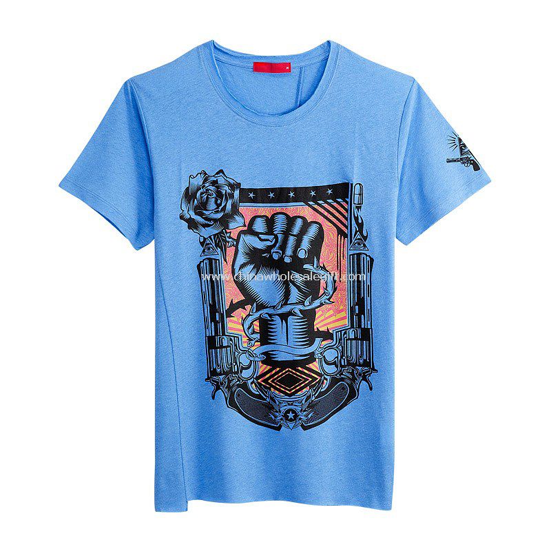 Mens 100% coton Sérigraphie Imprimer manches courtes T-shirt