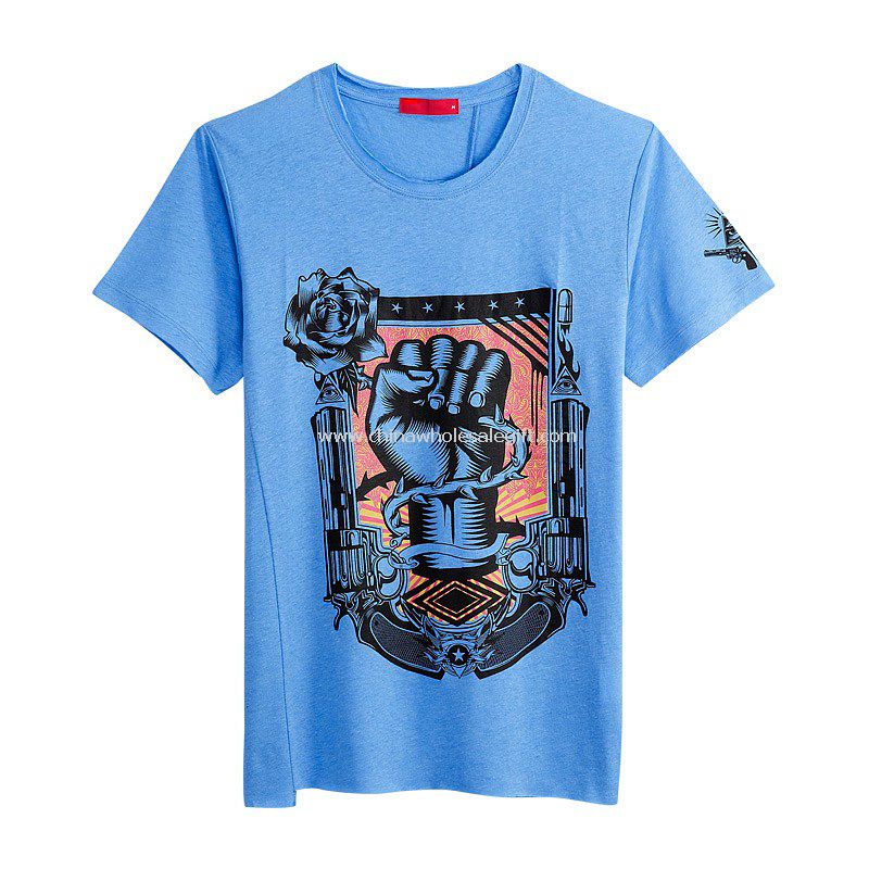 Mens 100% Cotton Short Sleeve Silkscreen Print T Shirt