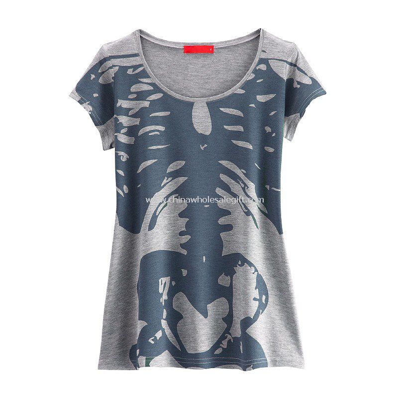 Womens coton manches courtes impression T-shirt