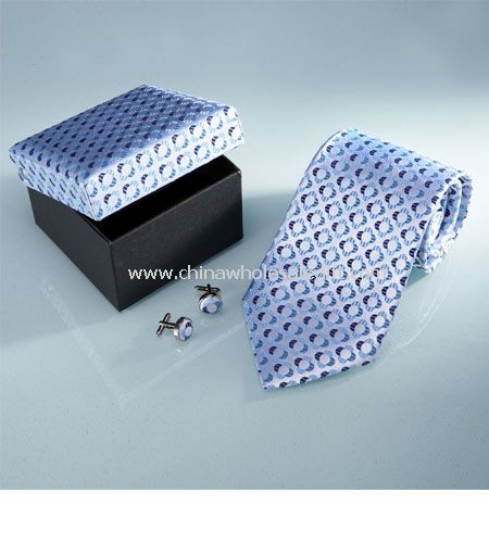 Silk necktie cufflinks with matching gift box
