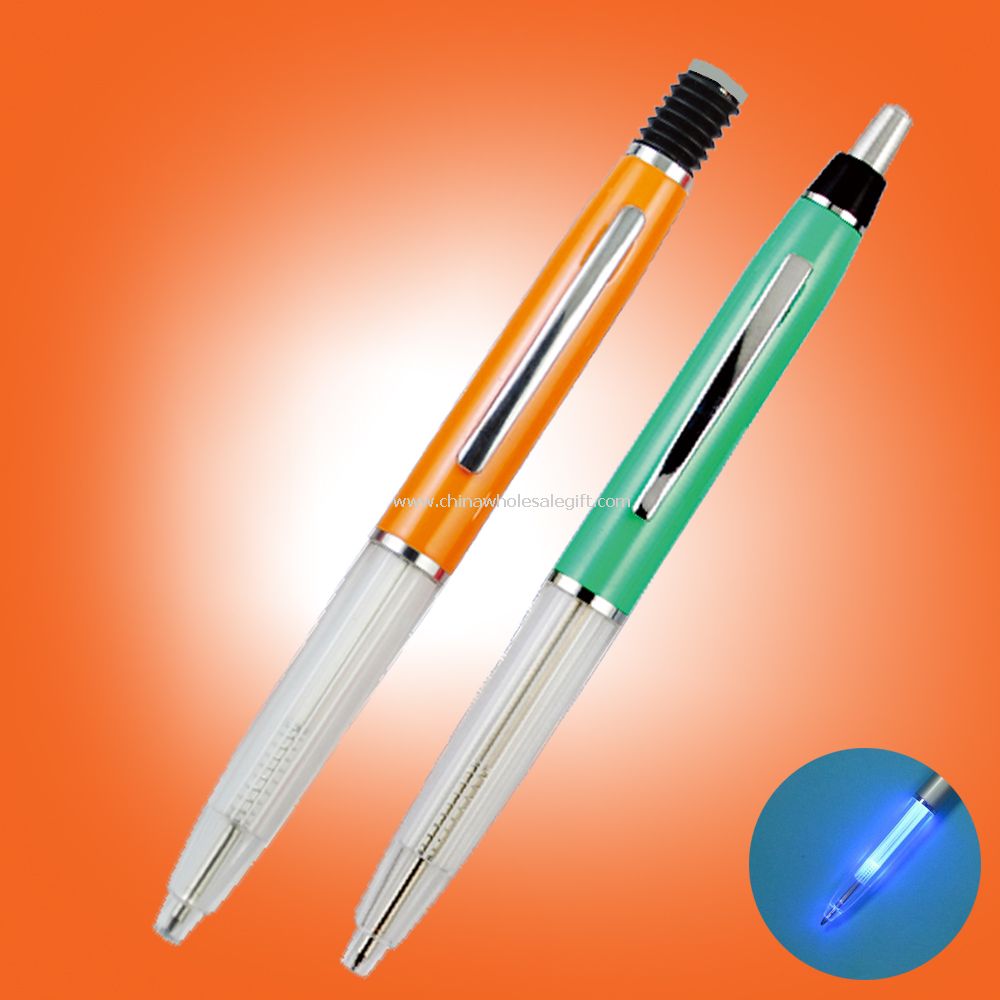 Metal LED light ballpoint pen