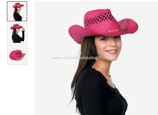 Pink Woven Western hat