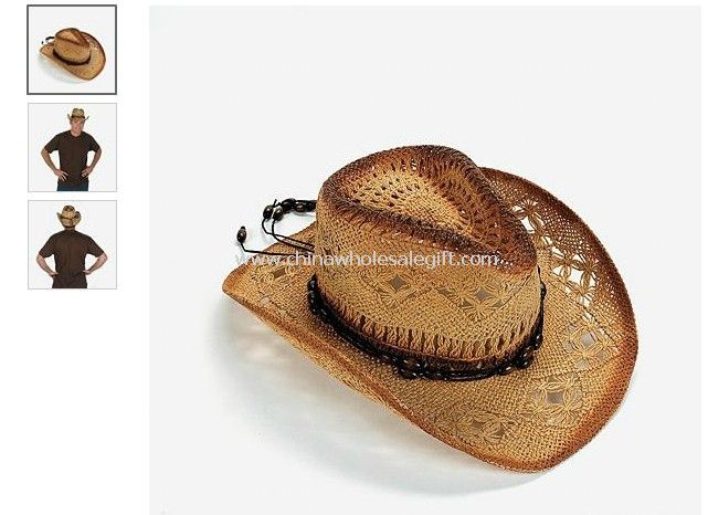 Szőtt természetes színű Western kalap