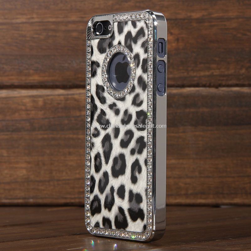 Lujo Deluxe leopardo Bling caja dura película para iPhone5