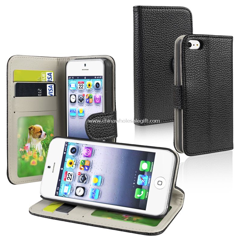 Carta titolare Wallet Leather Case per iPhone 5
