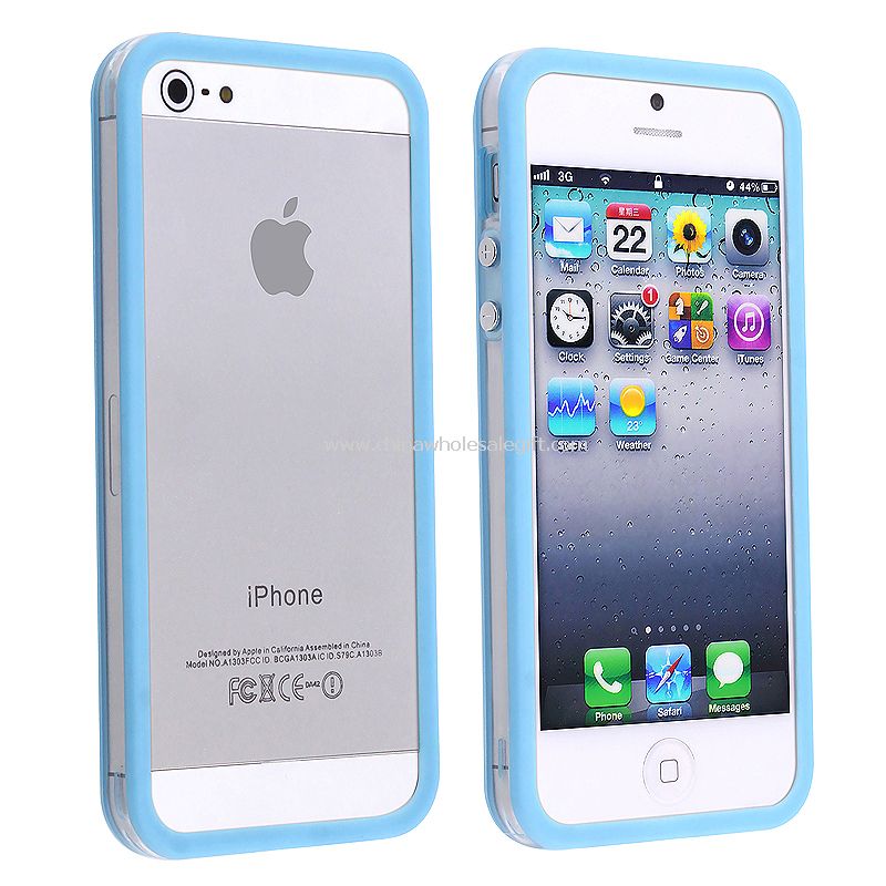 Caz Bumper silicon TPU clar cu butoane metalice pentru iPhone5