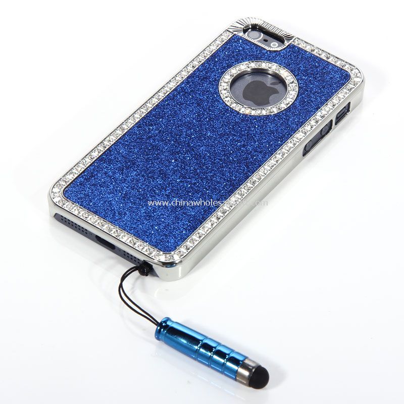 Glitter Bling cristal diamante Chrome Hard Case para iPhone5 com Stylus