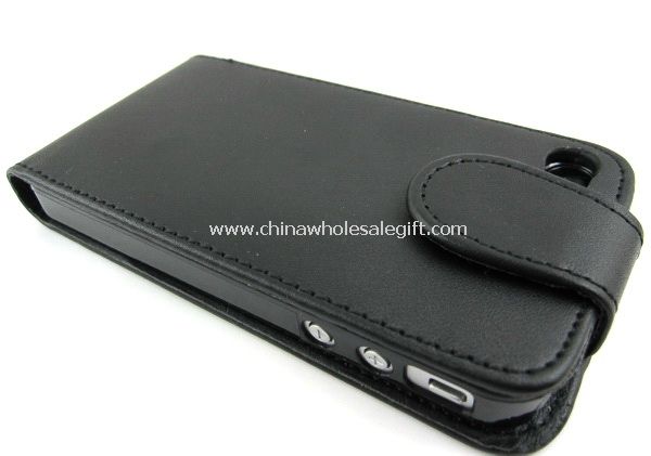 Negru Flip piele caz pentru iphone4 4S