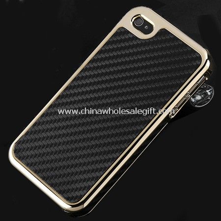 Black-Gold Carbon Fiber Case for iphone4 4S