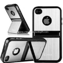 Silver Aluminum TPU Hard Stand Case For iphone4 4S images