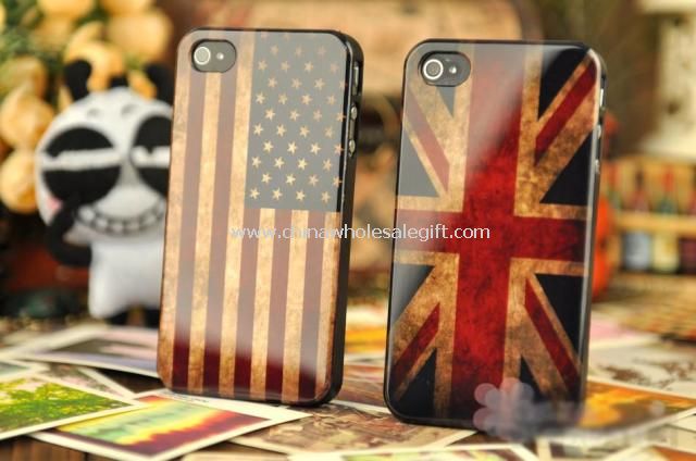 Retro National USA and UK Flag Hard Case For iphone4 4S