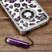 Deluxe bling leopard hård täcker läderväska med stylus för iphone4 4S images