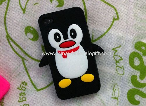 10 paket kiti yumuşak silikon penguen deri durum Cove için iPhone 4