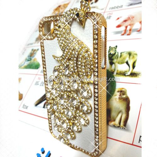 Peacock Bling Diamond Aluminium Hard Case Cover For iPhone4 4S