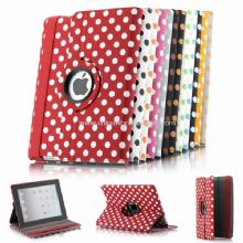 polka dots design 360 rotating case for apple ipad 2/3 images