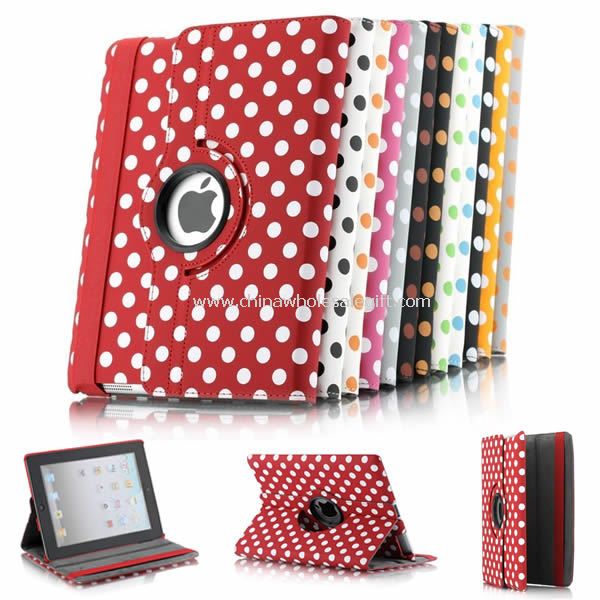 Polka dots design 360 cas rotatif pour apple ipad 2/3