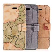 Custodia in pelle di iPhone5 mondo mappa con stand images