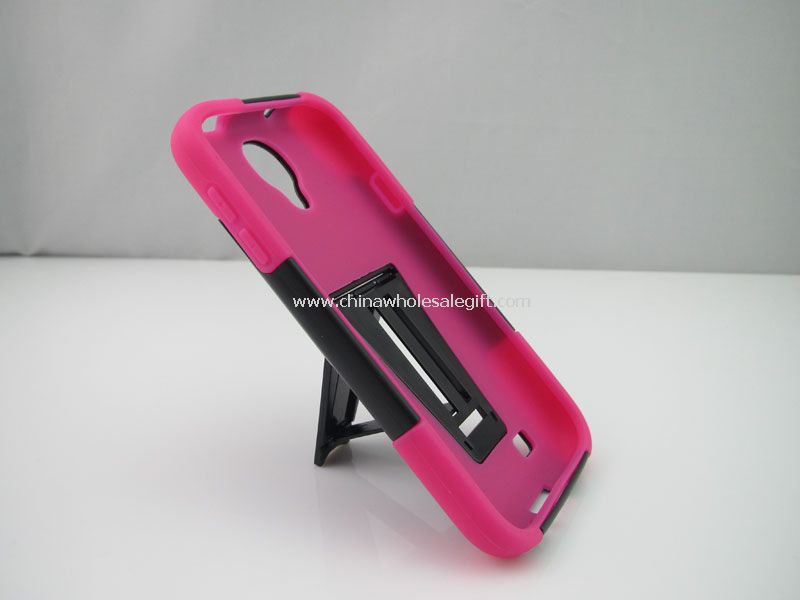 Galaxia S4 plegable soporte de doble capa duro caso para cubrir