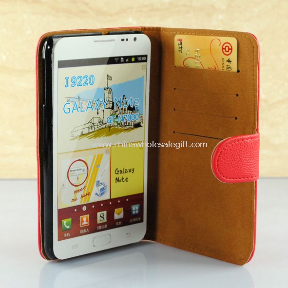 Samsung Galaxy Not I9220 için kırmızı katlanabilir deri çanta