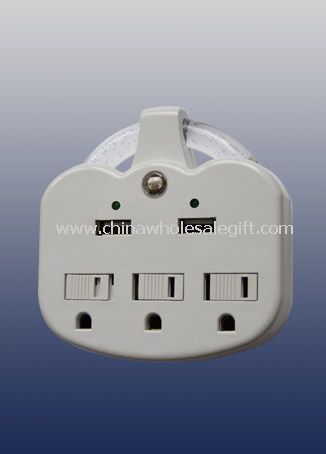 3-outlet hálózati Adapter LED fény & USB aljzat