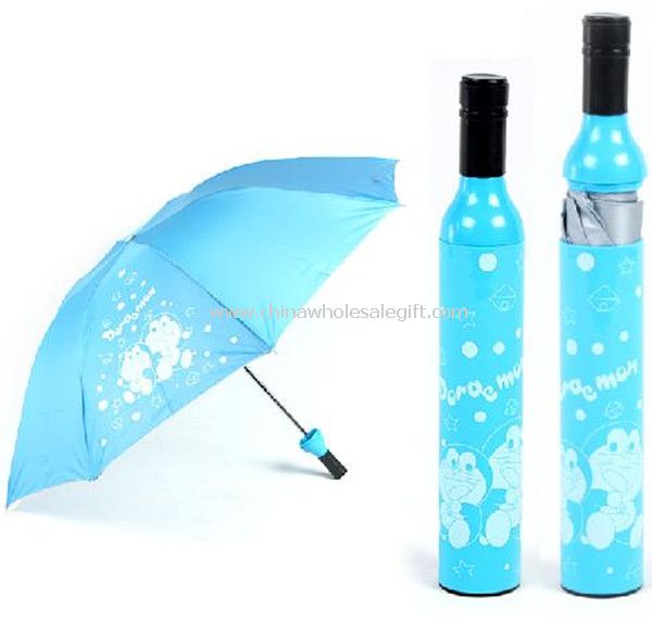 Blå sammenleggbar flaske paraply