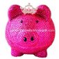 Schwein geformt Kristall-Sparbüchse rosa Farbe small picture