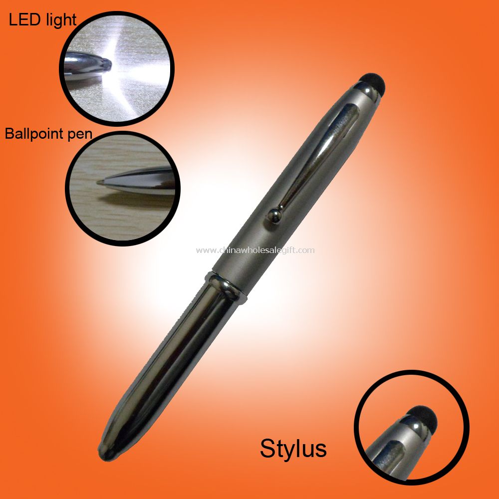 3-i-1 stylus touch pen til iphone til ipad tablet pc med LED lys