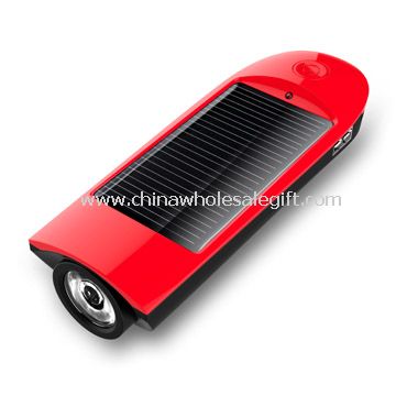 Solar mobile phone charger with flashlight