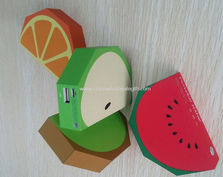 Frutas 3000mah Diseño Universal USB Power Bank para teléfono inteligente