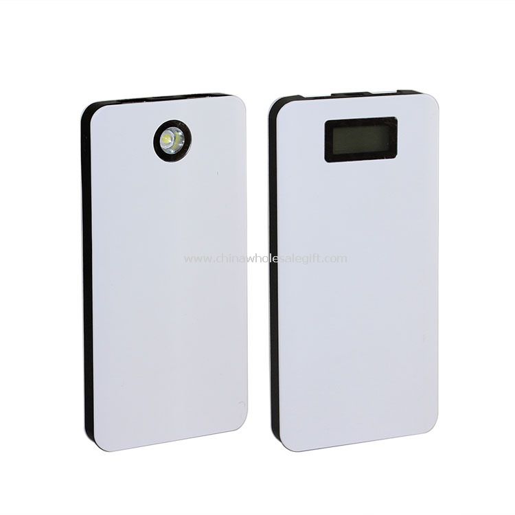 LCD screen LED light 12000mah external battery backup usb output power bank