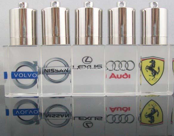 Crystal USB flash drive con diseño de la insignia del grabado