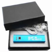 Power bank box with grey board material and plastic insert hot stamping logo images