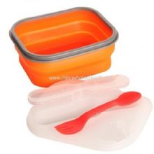 Silicone foldable lunch box with cutlery images