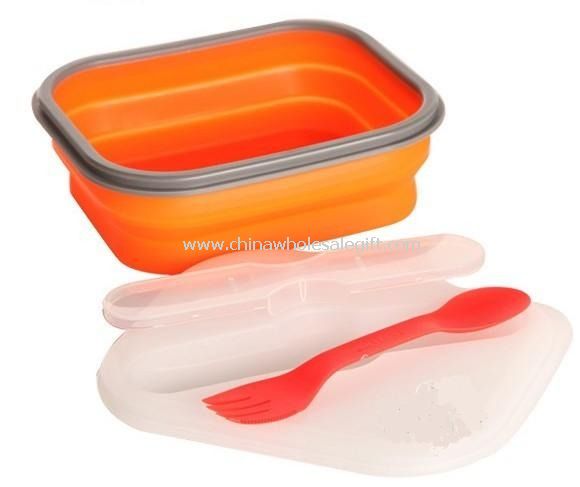 Silicone foldable lunch box with cutlery