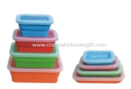Collapsible silicone lunch box set of 4