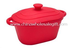Rød silikon steam potten sette