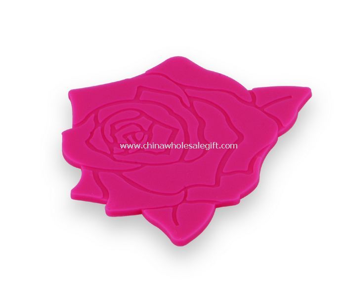 Rose formet silicone cup coaster