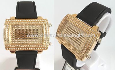 LED gold crystal watch