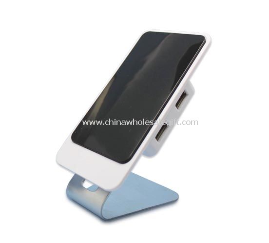 Rotating steel 4 port USB hub with phone holder