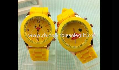 Relógio de silicone pato laranja