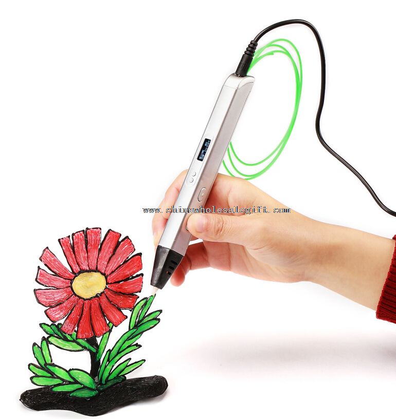 3D Stereoscopic Printing Pen for 3D Drawing with ABS Filament Material and Power Adapter