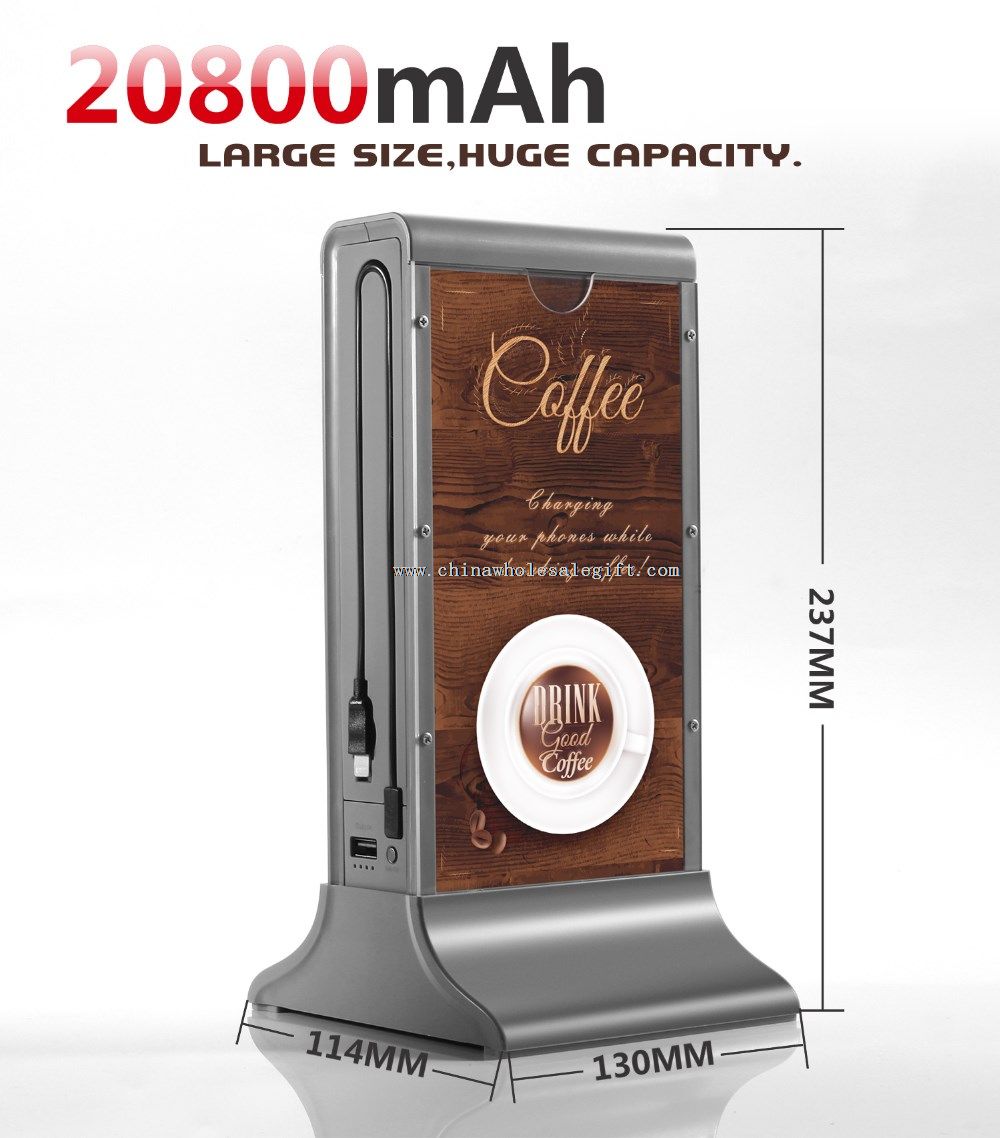 20800mah menu advertising power bank with 4 outputs