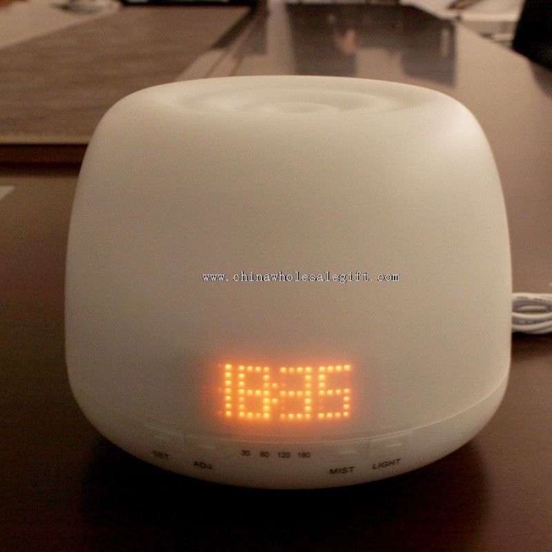 24v Clock Ultrasonic Air Cool Mist Essential Oil Humidifier With Led Light