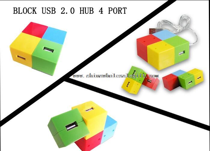 Blok berwarna-warni 2.0 4-port USB Hub