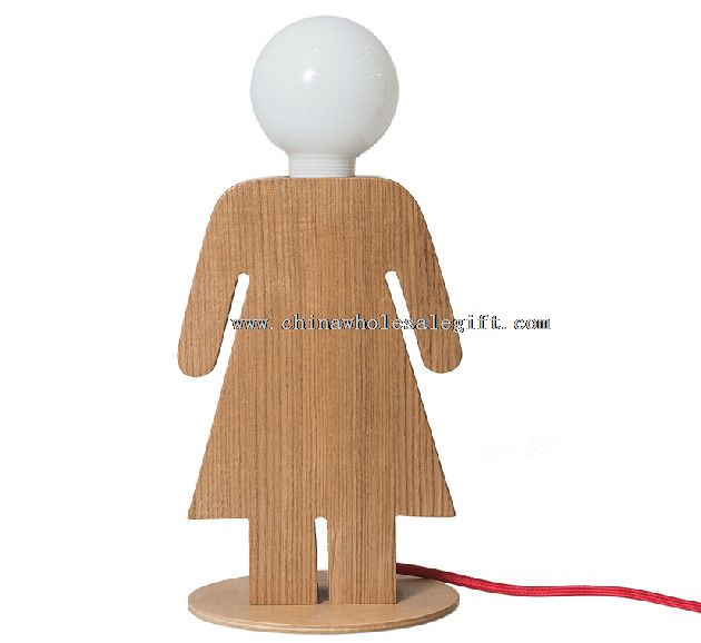 Couples Design Wooden Bedroom Table Lamp
