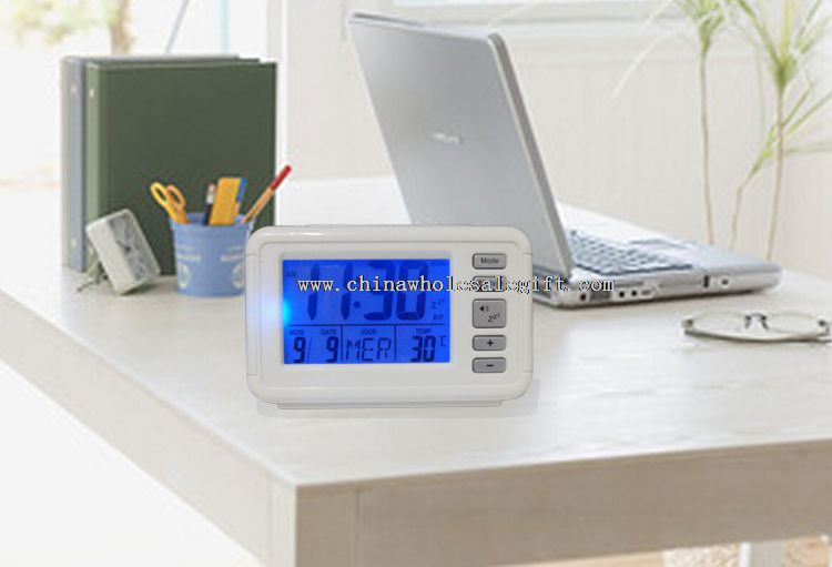 Jam alarm suara desktop backlit elektronik rumah tangga