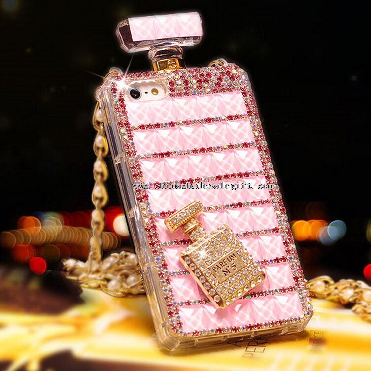 Diamond adorned perfume bottle phone case