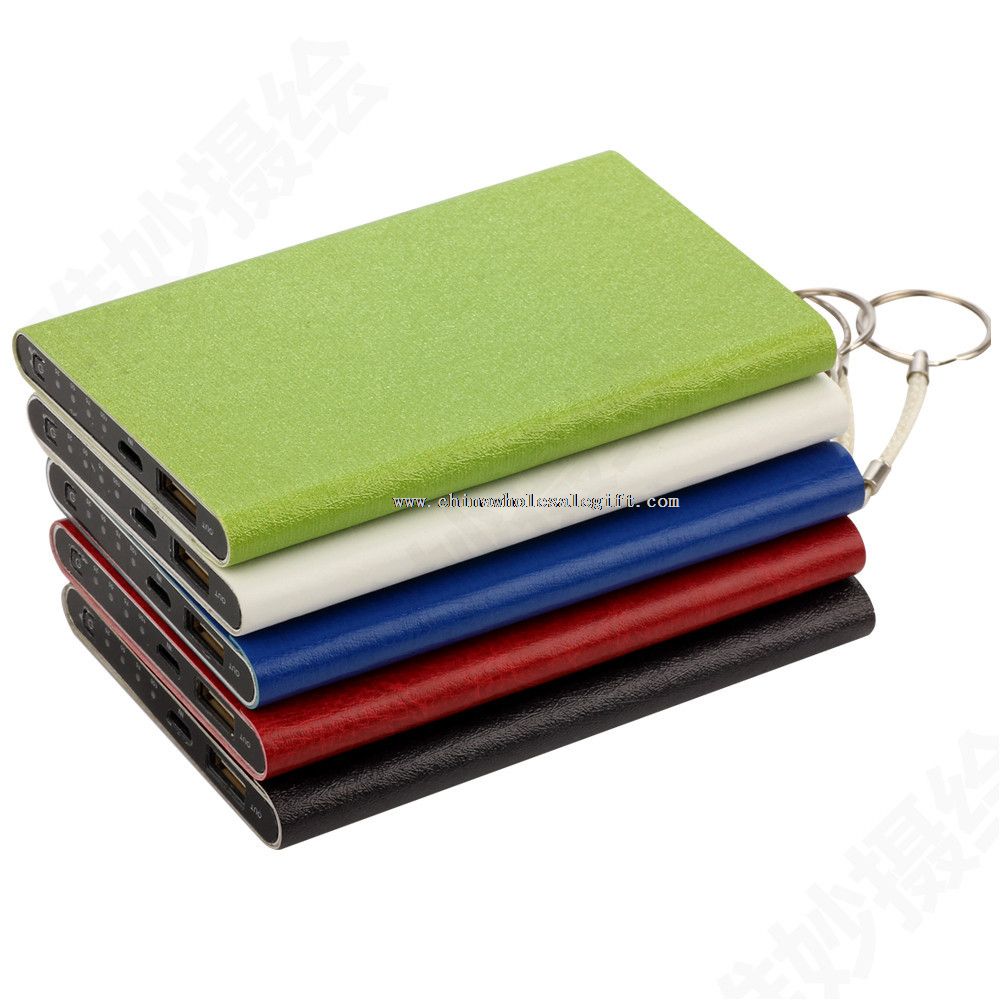 Envelop shape 4000mah leather ultra slim portable power bank with keychain